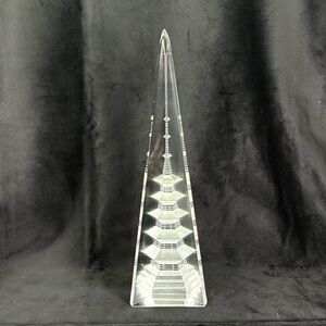Large Crystal Pyramid Obelisk Art Glass Sculpture Pagoda Tower Japan 12”